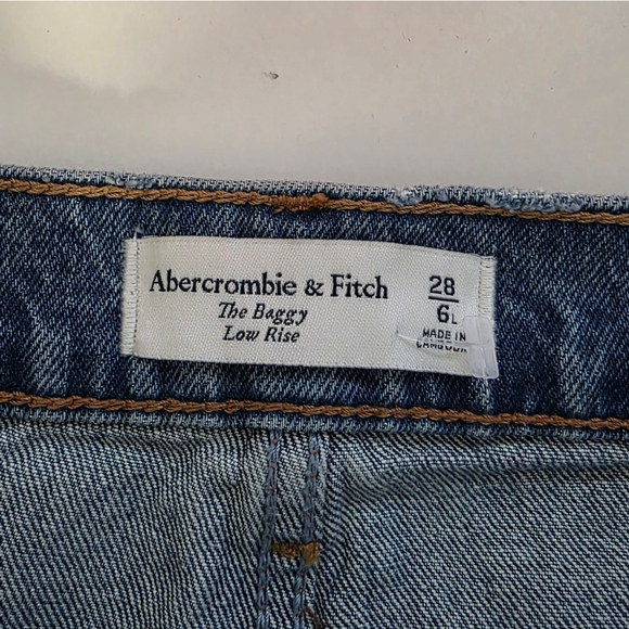Abercrombie The Baggy Jeans Womens 28 Long Low Rise Straight Leg Blue Denim - Picture 9 of 13